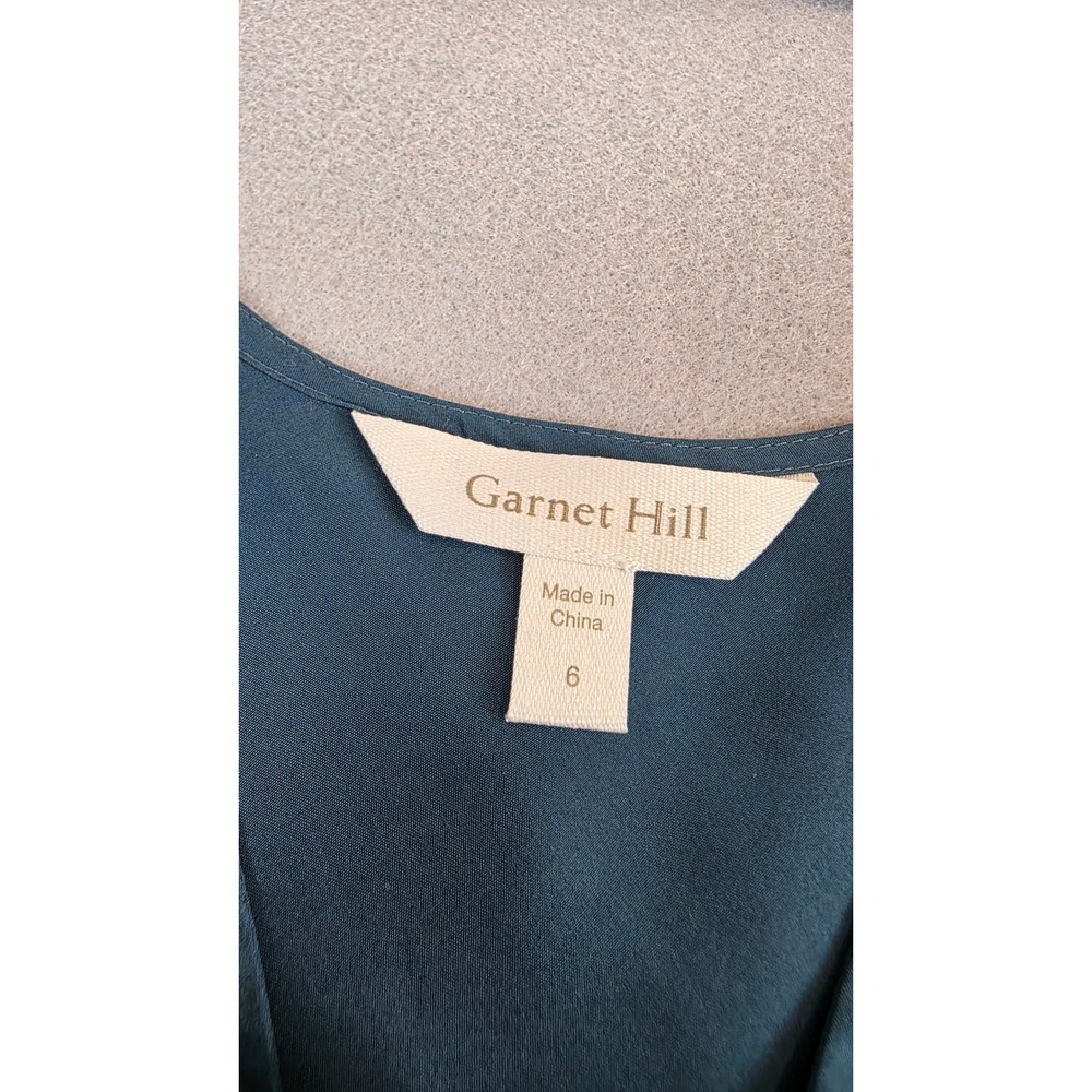 Garnet Hill Womens 100% Silk V-Neck Camisole Teal Blue Size 6 Adjustable Straps - Picture 7 of 8